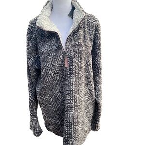 True Grit American Outdoor Company Frosty Tribal Cord Charcoal Fuzzy Soft Cozy M